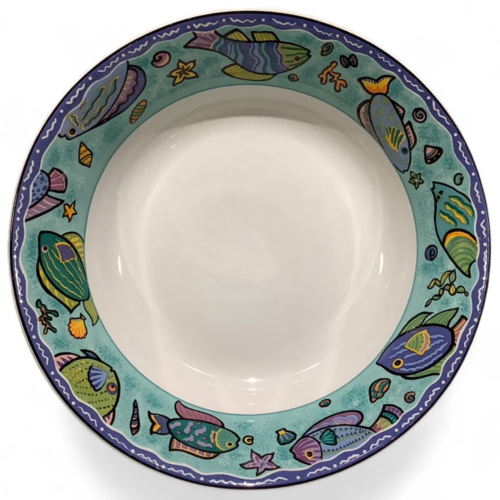 Lot of 3 Vtg 96 Sakura Caribbean Wave Soup Coup Cereal Bowl Ocean Fish